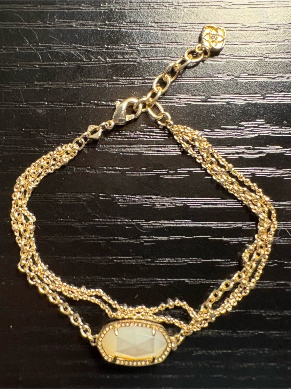 Kendra Scott Elaina Gold Multi Strand Chain Oval Bracelet Mother of Pearl - Picture 5 of 10